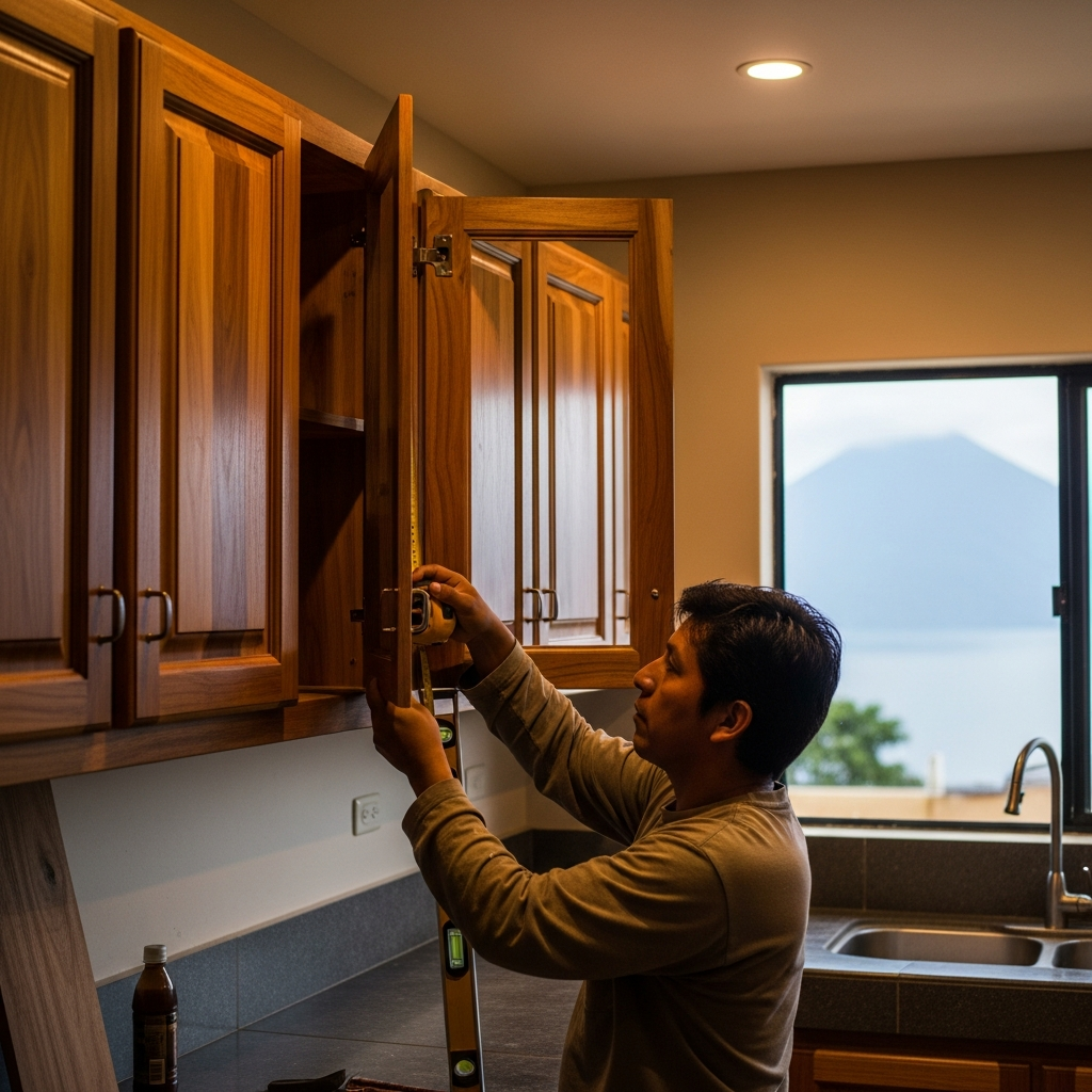Carpintero profesional fabricando muebles en San Pedro La Laguna, Lake Atitlán