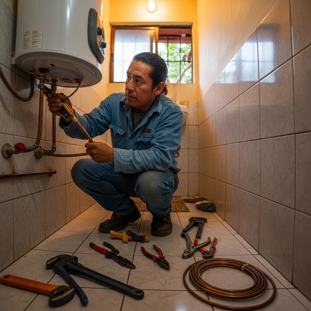 Professional plumber repairing pipes in San Pedro La Laguna, Lake Atitlán